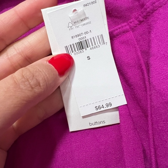 NWT BANANA REPUBLIC Fuchsia Button Down Boyfriend Shirt Sz S - Picture 6 of 6